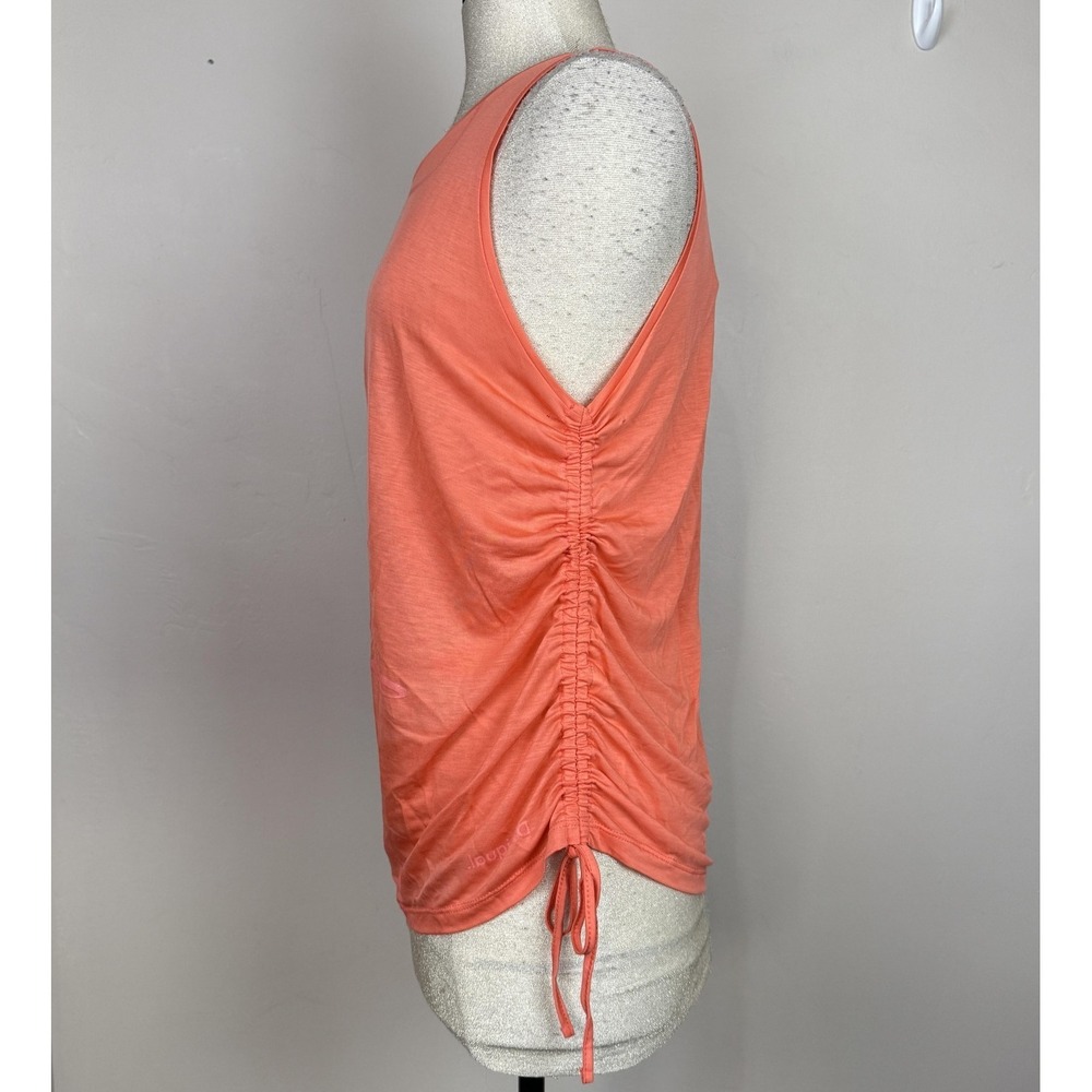 Desigual Tank Top Womens M Orange Logo Ruched Drawstring Sides Summer READ - Picture 4 of 9